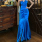 Stunning Prom Dress Royal Blue V-neck Pleated Mermaid Gala Gown Formal Evening Dress 18th Birthday Party Dress    D5200