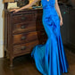 Stunning Prom Dress Royal Blue V-neck Pleated Mermaid Gala Gown Formal Evening Dress 18th Birthday Party Dress    D5200