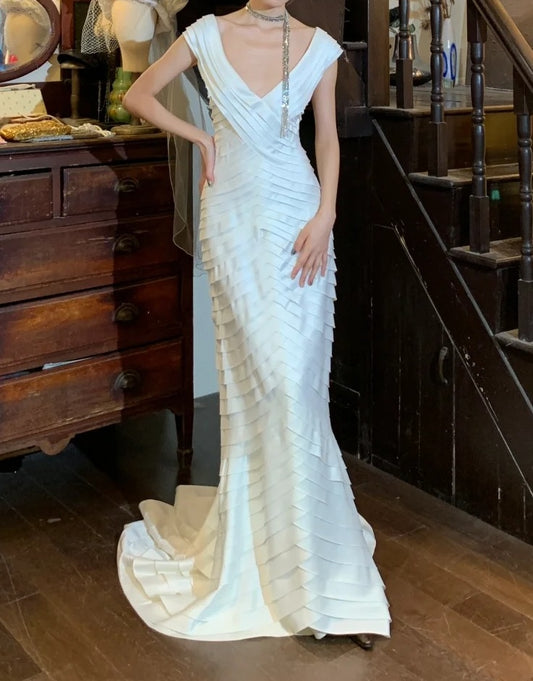 Robe de mariée beauté A-Line, décolleté en cœur, plissée, D3302