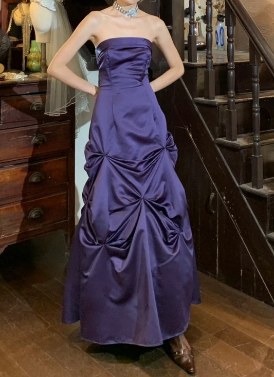 Pretty Prom Dress A Line Strapless Pleated Gala Gown Formal Evening Dress 18th Graduation Dress    D5208