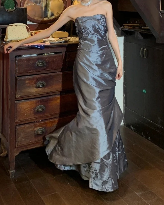 Beauty Prom Dress Strapless Mermaid Gala Gown Formal Evening Dress 18th Graduation Dress    D5211