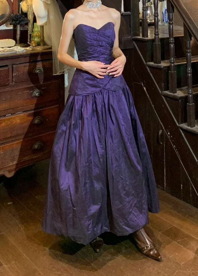 Chic Prom Dress Purple A Line Sweetheart Pleated Gala Gown Formal Evening Dress 18th Graduation Dress    D5212