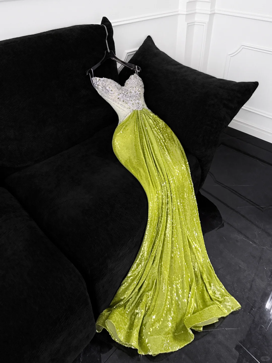 Sparkling  Green Sequined Design Elegant Mermaid Prom Dress Evening Dress D1693