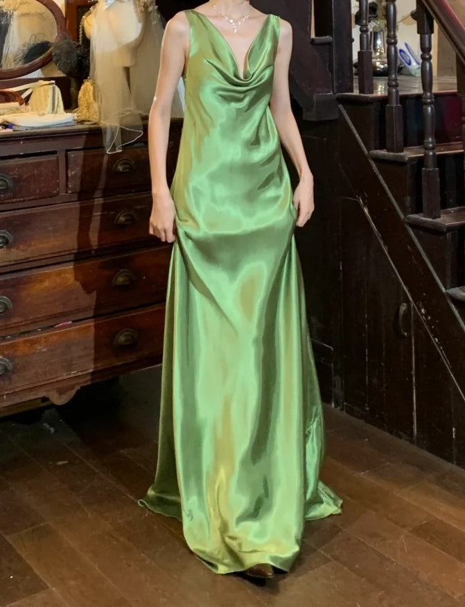 Elegant Prom Dress Satin Mint Green Straps Gala Gown Formal Evening Dress 18th Birthday Party Dress    D5217