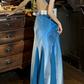 Beauty Prom Dress Ombre Blue Halter Gala Gown Formal A Line Evening Dress 18th Birthday Party Dress    D5221