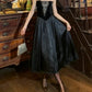 Retro 90s Prom Dress Black A Line Strapless Gala Gown Formal Evening Dress 18th Birthday Party Dress    D5223