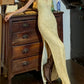 Shiny 90s Prom Dress Light Yellow V-neck Slit Gala Gown Formal Evening Dress 18th Birthday Party Dress    D5224