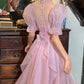 Retro 90s Prom Dress Pink A Line High-Collar Gala Gown Formal Evening Dress 18th Birthday Party Dress    D5225