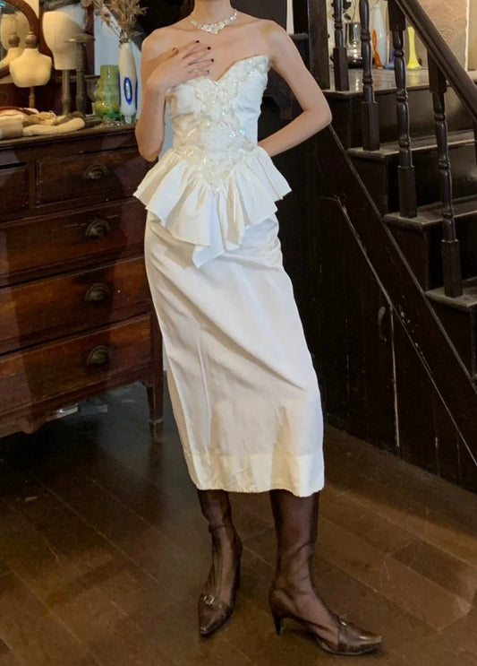 Retro 90s Prom Dress Sweetheart Pleated 2 Pieces Gala Gown Formal Evening Dress 18th Birthday Party Dress    D5235