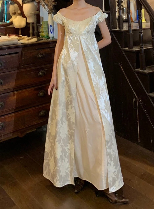 Retro 90s Prom Dress A Line Off Shoulder Imperial Dress Gala Gown Formal Evening Dress 18th Birthday Party Dress    D5237