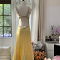 Retro Yellow Shinny Backless Design A-line Elegant Chiffon Evening Dress Prom Dress D1482