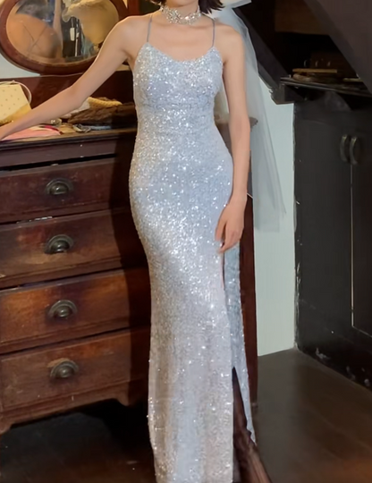 Glänzendes Ballkleid mit herzförmigem Pailletten-Meerjungfrauen-Abendkleid, Galakleid, Geburtstagspartykleid, D3415