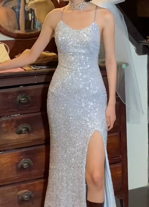 Glänzendes Ballkleid mit herzförmigem Pailletten-Meerjungfrauen-Abendkleid, Galakleid, Geburtstagspartykleid, D3415