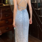 Glänzendes Ballkleid mit herzförmigem Pailletten-Meerjungfrauen-Abendkleid, Galakleid, Geburtstagspartykleid, D3415