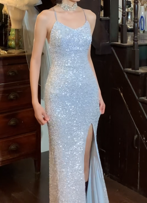 Glänzendes Ballkleid mit herzförmigem Pailletten-Meerjungfrauen-Abendkleid, Galakleid, Geburtstagspartykleid, D3415