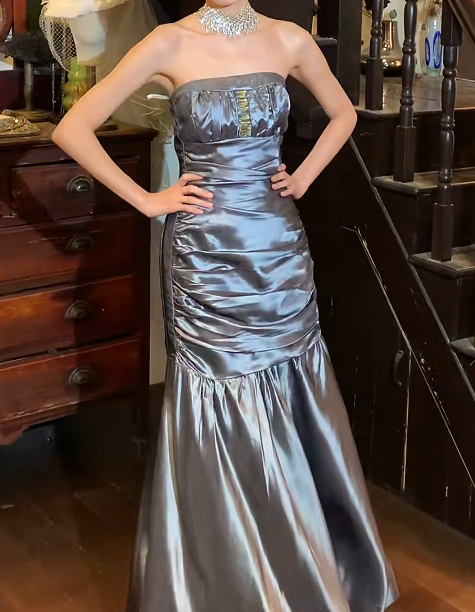 Glänzendes Ballkleid mit herzförmigem Pailletten-Meerjungfrauen-Abendkleid, Galakleid, Geburtstagspartykleid, D3415