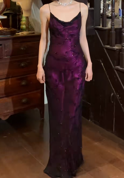 Elegant 90s Prom Dress Spaghetti Straps Gala Gown Evening Dress    D5279
