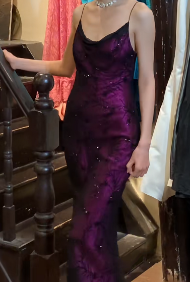 Elegant 90s Prom Dress Spaghetti Straps Gala Gown Evening Dress    D5279