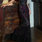 Vintage 90s Prom Dress Spaghetti Straps Sequins Mermaid Gala Gown Evening Dress    D5282