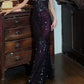 Vintage 90s Prom Dress Spaghetti Straps Sequins Mermaid Gala Gown Evening Dress    D5282