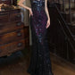 Vintage 90s Prom Dress Spaghetti Straps Sequins Mermaid Gala Gown Evening Dress    D5282