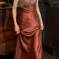Retro 90s Prom Dress A Line Satin Spaghetti Straps Backless Gala Gown Evening Dress    D5283