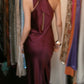 Elegant 90s Prom Dress Satin Halter Mermaid Gala Gown Evening Dress    D5285