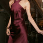 Elegant 90s Prom Dress Satin Halter Mermaid Gala Gown Evening Dress    D5285