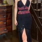Charming 90s Prom Dress Halter Mermaid Gala Gown Evening Dress    D5288