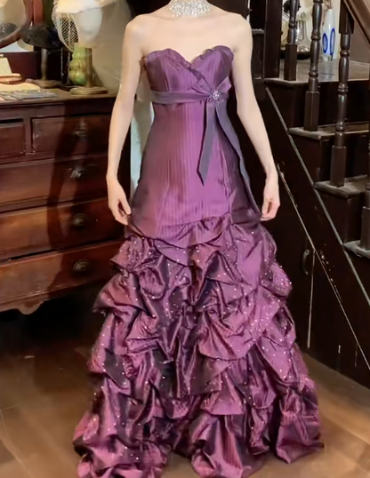 Glänzendes Ballkleid mit herzförmigem Pailletten-Meerjungfrauen-Abendkleid, Galakleid, Geburtstagspartykleid, D3415