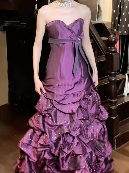 Glänzendes Ballkleid mit herzförmigem Pailletten-Meerjungfrauen-Abendkleid, Galakleid, Geburtstagspartykleid, D3415