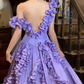 Vintage 90s Prom Dress Satin Light Purple Off Shoulder Pleated Gala Gown Evening Dress  D5292