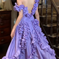 Vintage 90s Prom Dress Satin Light Purple Off Shoulder Pleated Gala Gown Evening Dress  D5292