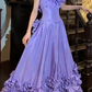 Vintage 90s Prom Dress Satin Light Purple Off Shoulder Pleated Gala Gown Evening Dress  D5292