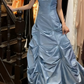 Elegant Prom Dress A Line Satin Sweetheart Pleated Gala Gown Evening Dress  D5294