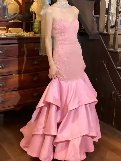 Beauty 90s Prom Dress Light Pink Sweetheart Mermaid Birthday Party Dress Gala Gown Evening Dress  D5298