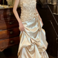 Charming 90s Prom Dress Satin Strapless Pleated Gala Gown Evening Dress  D5301