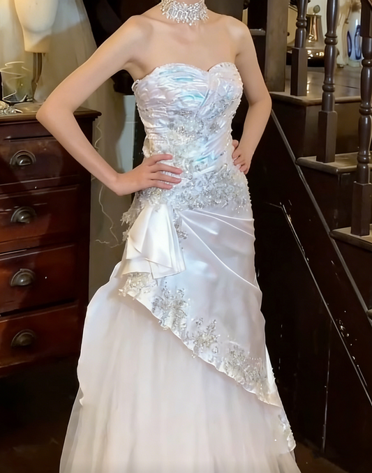 Stunning 90s Prom Dress Sweetheart Pleated Tulle Gala Gown Evening Dress Wedding Dress  D5302