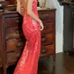 Glänzendes Ballkleid mit herzförmigem Pailletten-Meerjungfrauen-Abendkleid, Galakleid, Geburtstagspartykleid, D3415