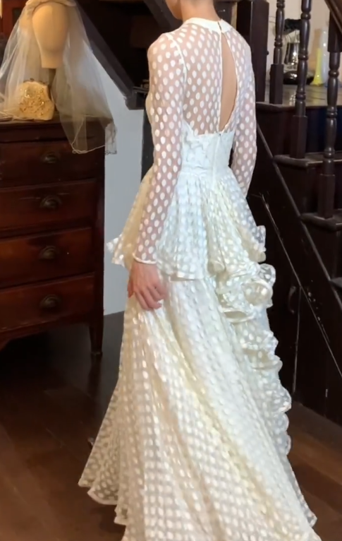 Pretty 90s Prom Dress A Line Crew Neck Ruffle Gala Gown Evening Dress   D5304