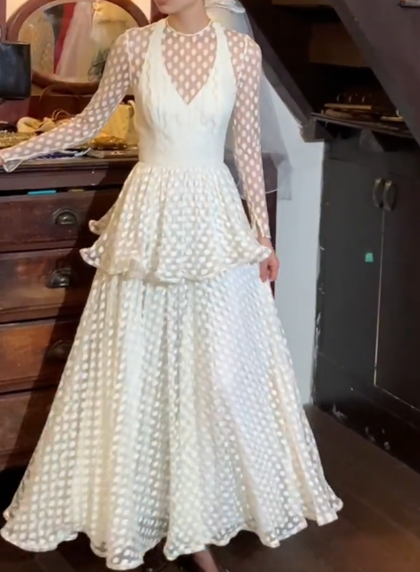 Pretty 90s Prom Dress A Line Crew Neck Ruffle Gala Gown Evening Dress   D5304
