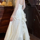Pretty 90s Prom Dress A Line Crew Neck Ruffle Gala Gown Evening Dress   D5304