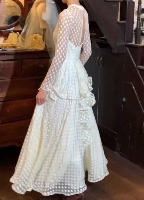 Pretty 90s Prom Dress A Line Crew Neck Ruffle Gala Gown Evening Dress   D5304