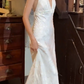 Elgant 90s Prom Dress White V-neck Backless Gala Gown Evening Dress Wedding Dress   D5305