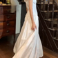 Vintage 90s Prom Dress A Line Square Neck Gala Gown Evening Dress Wedding Dress   D5307