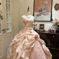 Atemberaubendes hellblaues Abendkleid aus plissiertem Tüll mit V-Ausschnitt, ideal für Quinceañera und Ball (Modell D4654)