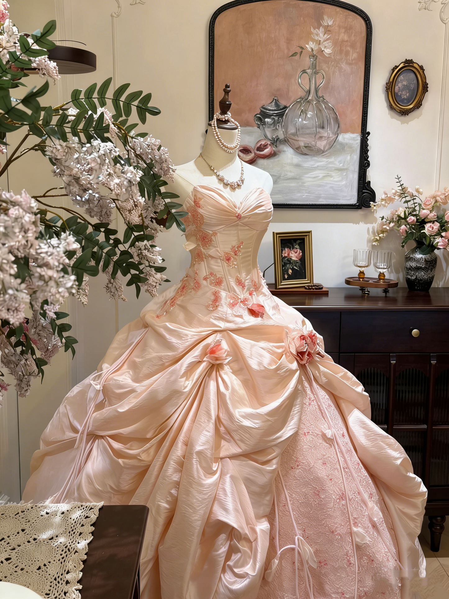 Atemberaubendes hellblaues Abendkleid aus plissiertem Tüll mit V-Ausschnitt, ideal für Quinceañera und Ball (Modell D4654)