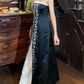 Retro 90s Prom Dress A Line Strapless Gala Gown Evening Dress Formal Dress   D5315
