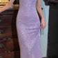 Shiny Prom Dress Light Purple Off Shoulder Gala Gown Evening Dress  D5319