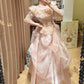 Atemberaubendes hellblaues Abendkleid aus plissiertem Tüll mit V-Ausschnitt, ideal für Quinceañera und Ball (Modell D4654)